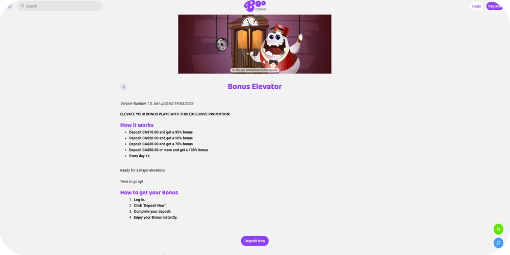 Boo Casino Ca Bonus Elevator