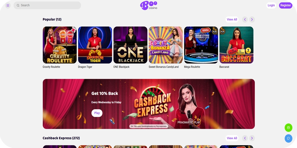 Boocasino Live Casino