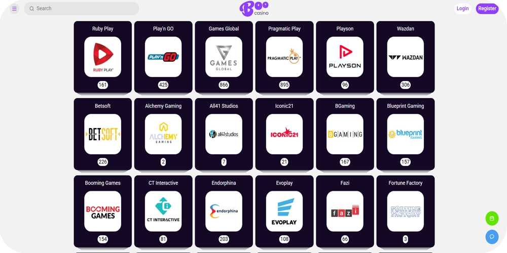 Boocasino Slot Providers